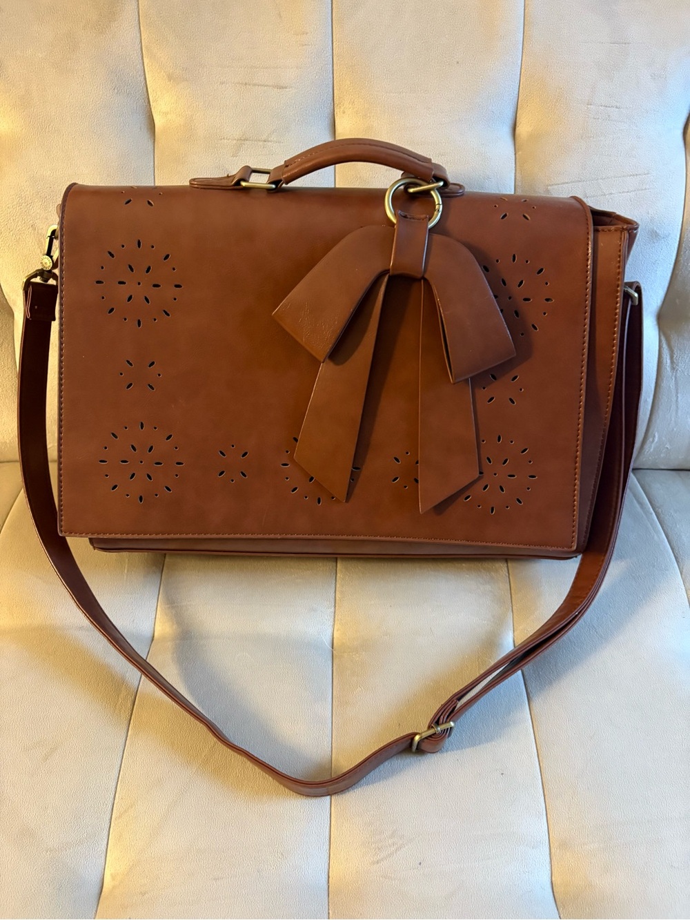 Ecosusi Brown Women's Satchel Bag with Bow Accent